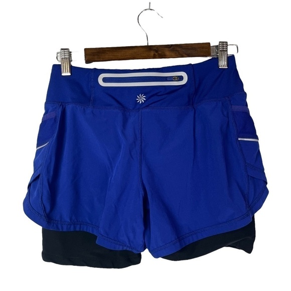 Athleta Ready Set Go 2 in 1 Purple Blue Athletic Shorts XS - Picture 3 of 5